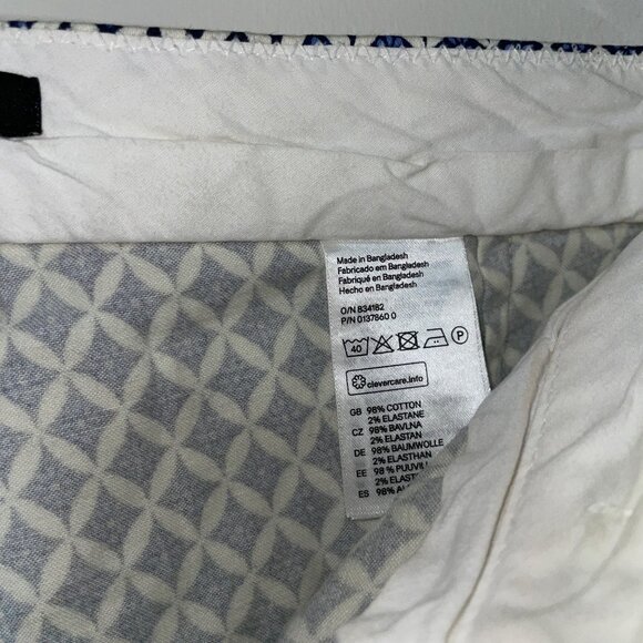 H&M Womens Geometric Print Trousers Size 10 Elastic Waist Blue & White - Picture 5 of 7